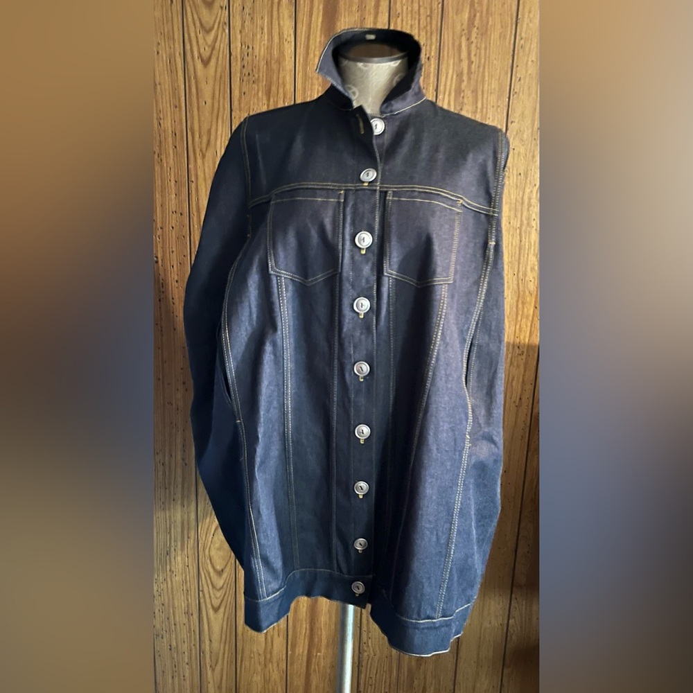 Karen T Design denim sleeveless cape one size